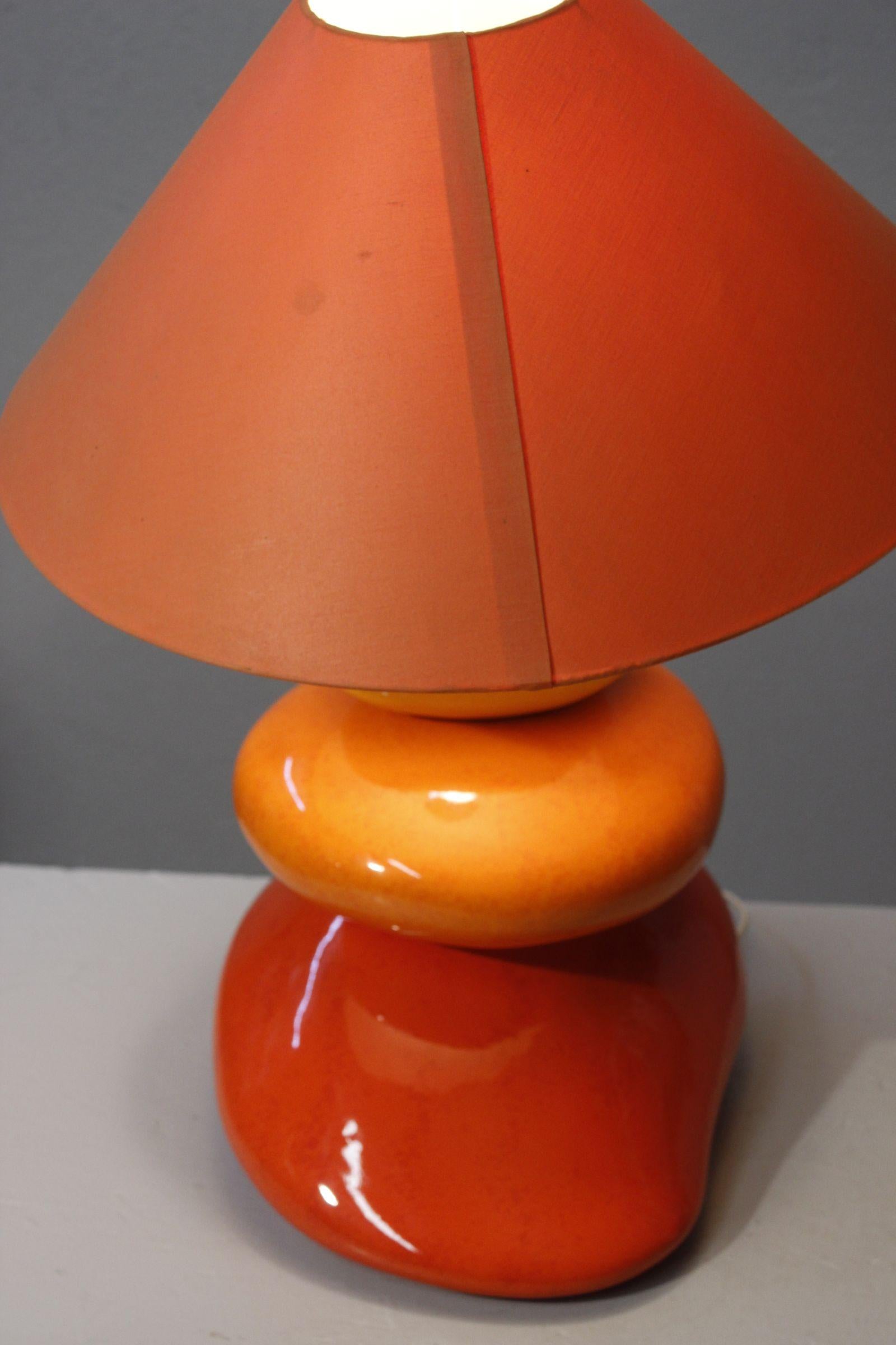 Vintage ceramic pebbles lamp by François Chatain, France 1990s In Good Condition In STRASBOURG, FR