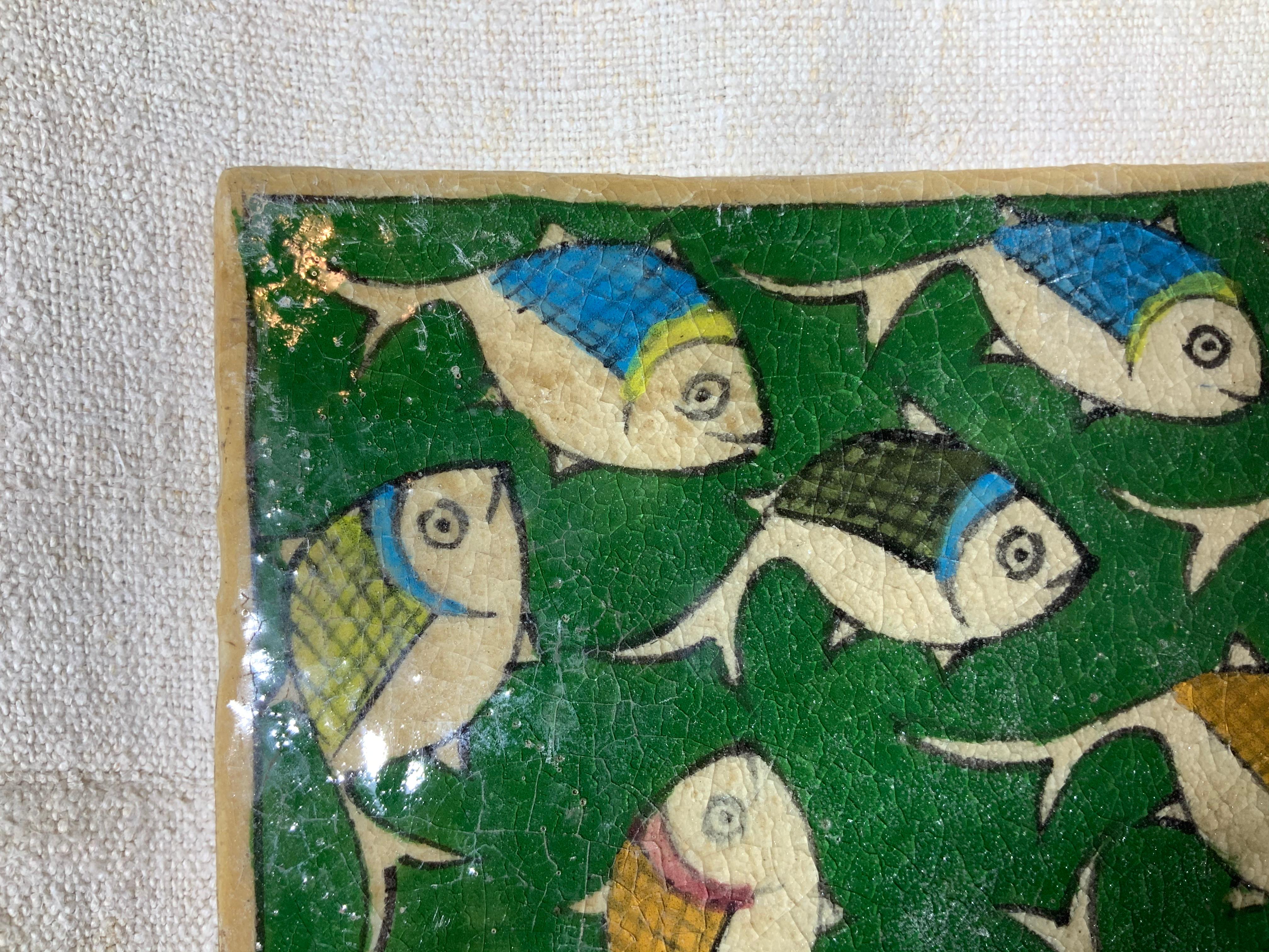 20th Century Vintage Ceramic Persian Tile