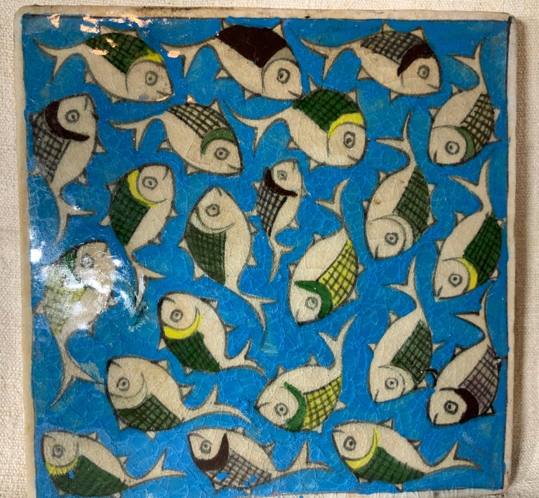 Vintage Ceramic Persian Tile For Sale at 1stDibs