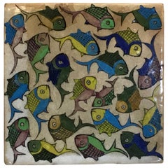 Piastrella persiana in ceramica vintage