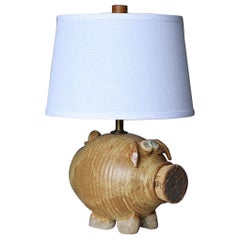 Vintage Ceramic Pig Table Lamp, United States, 1970's