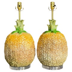 Vintage Ananas-Lampe aus Keramik – ein Paar