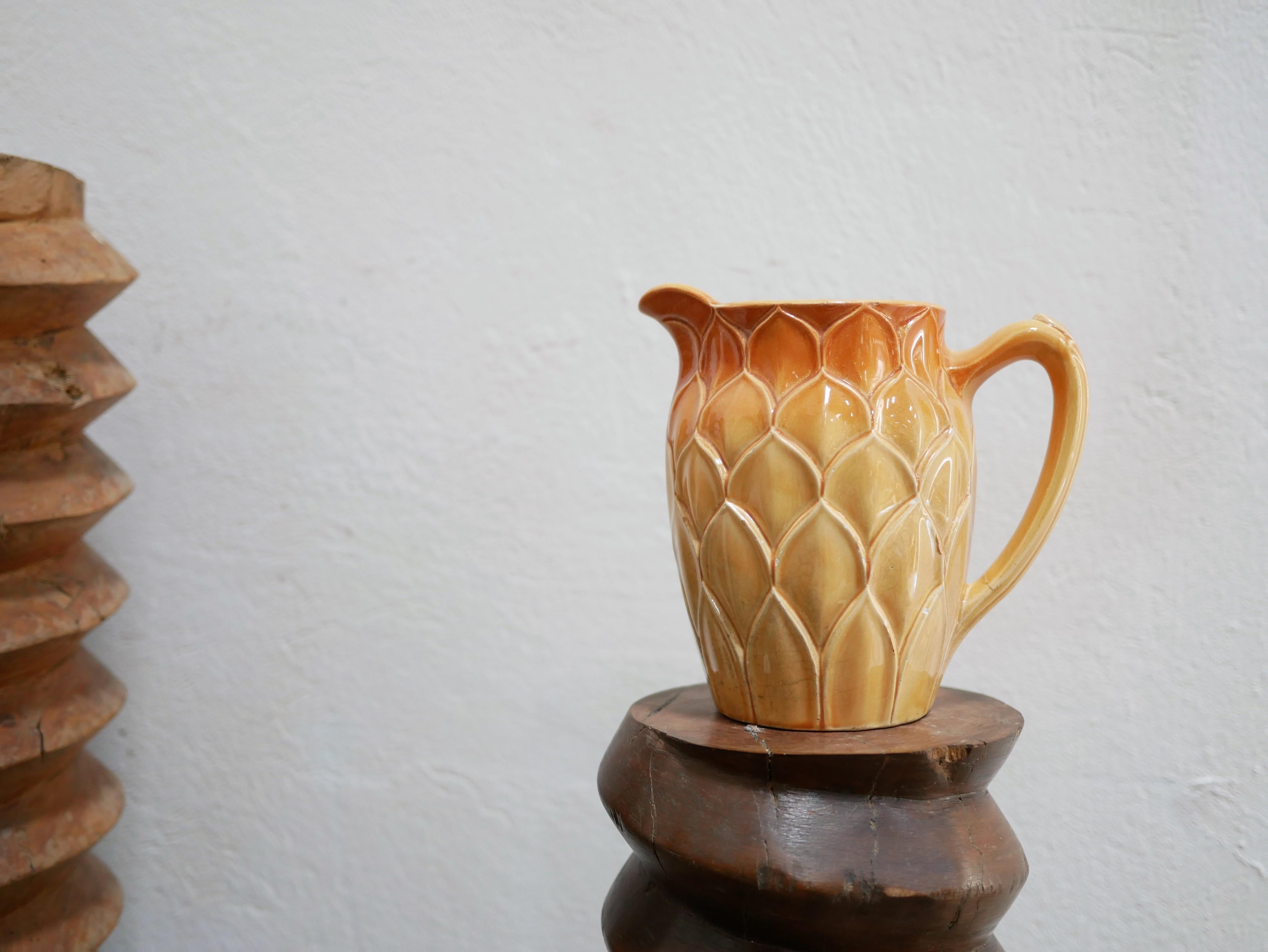 French Vintage Ceramic Pitcher by the Saint Clément Factory, France