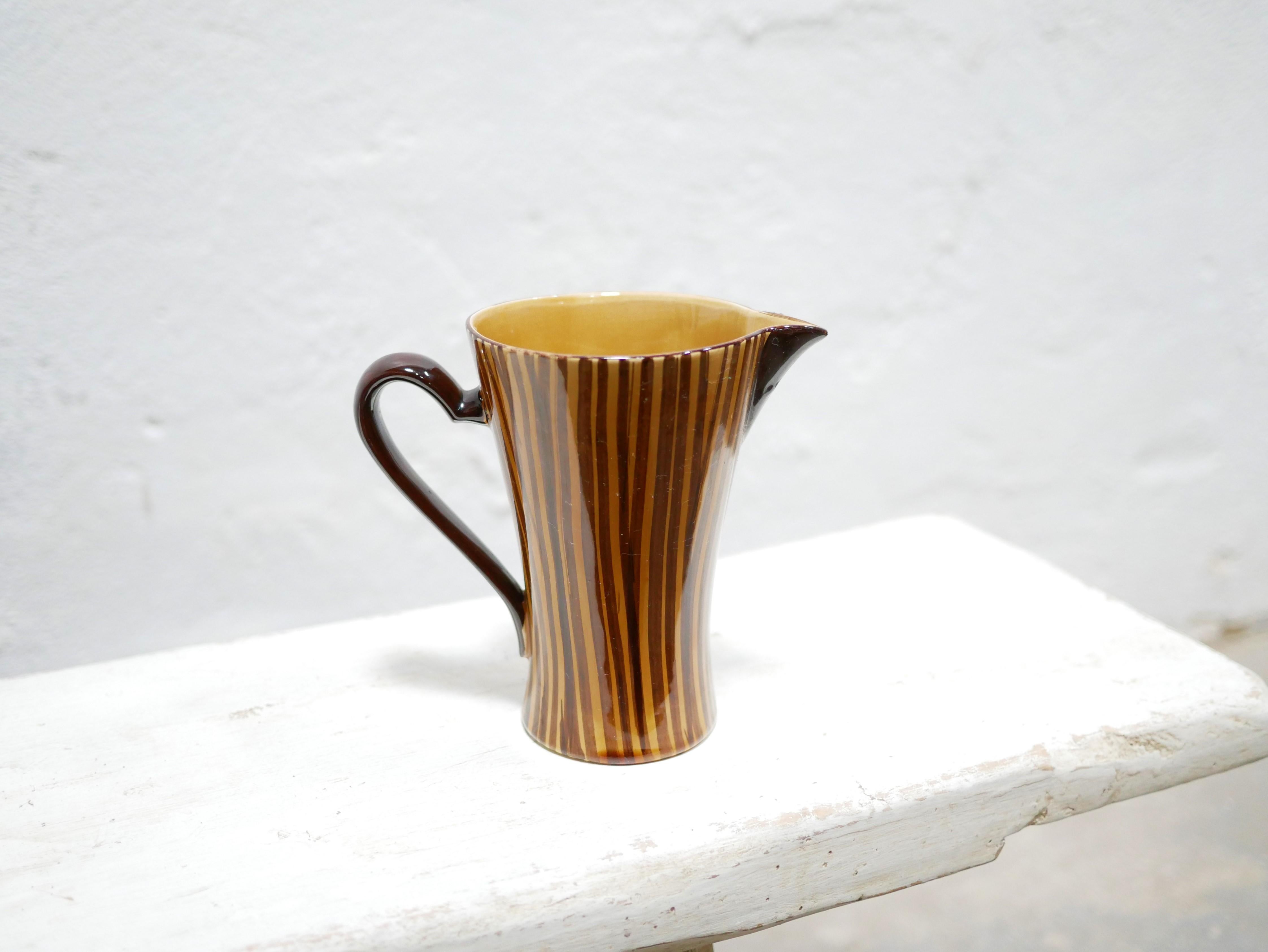 20th Century Vintage Ceramic Pitcher by the Sarreguemines Factory For Sale