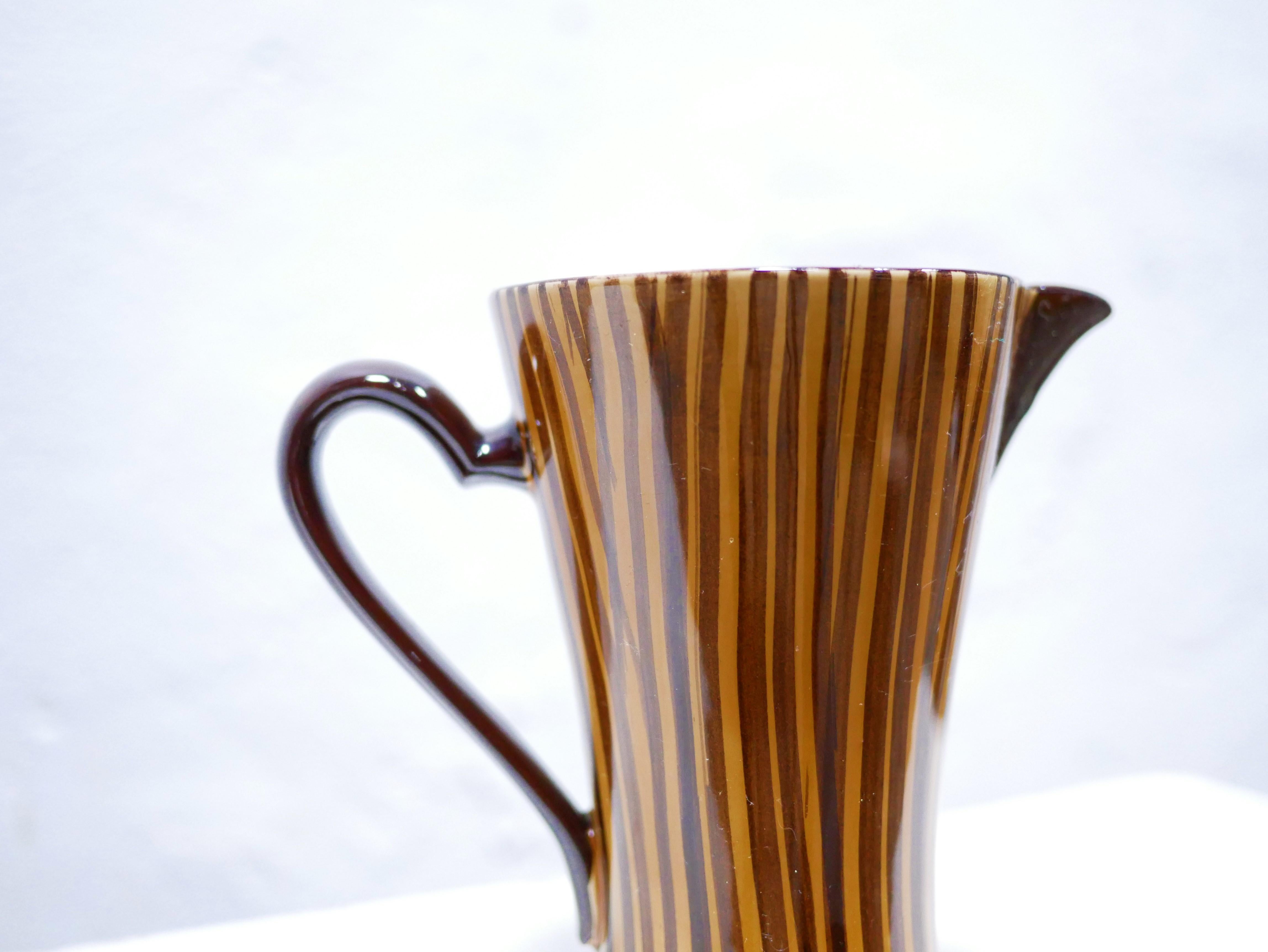 Vintage Ceramic Pitcher by the Sarreguemines Factory For Sale 1