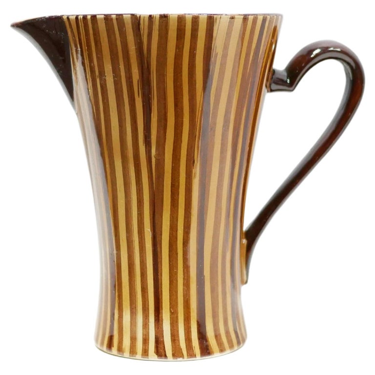 Vintage Ceramic Pitcher by the Sarreguemines Factory For Sale at 1stDibs