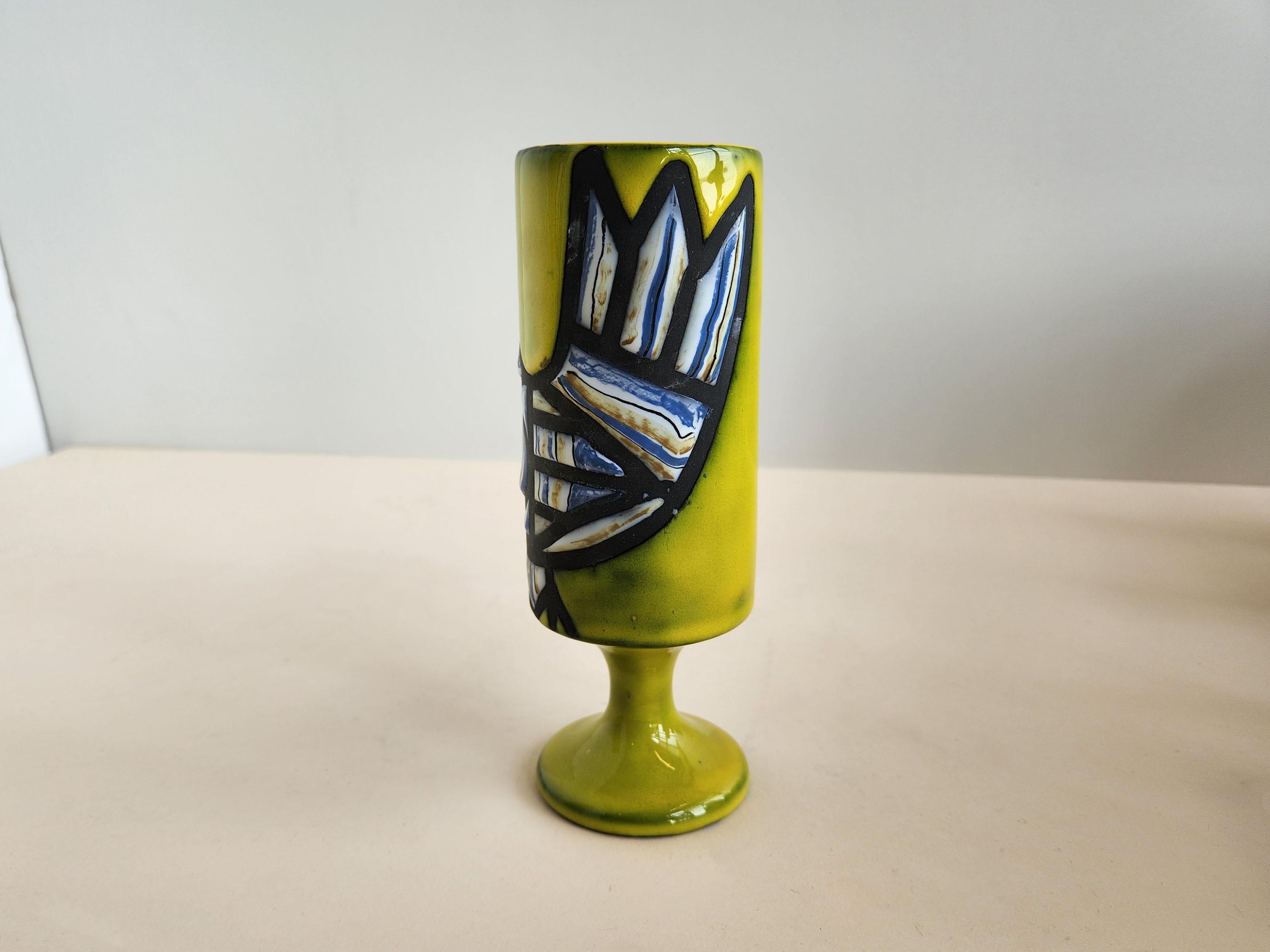 Roger Capron – Vintage-Krug aus Keramik mit Mädchen und 2 Tassen mit Blumen  im Angebot 8