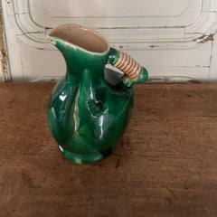 Vintage Ceramic Pitcher with Green Background, 1960s