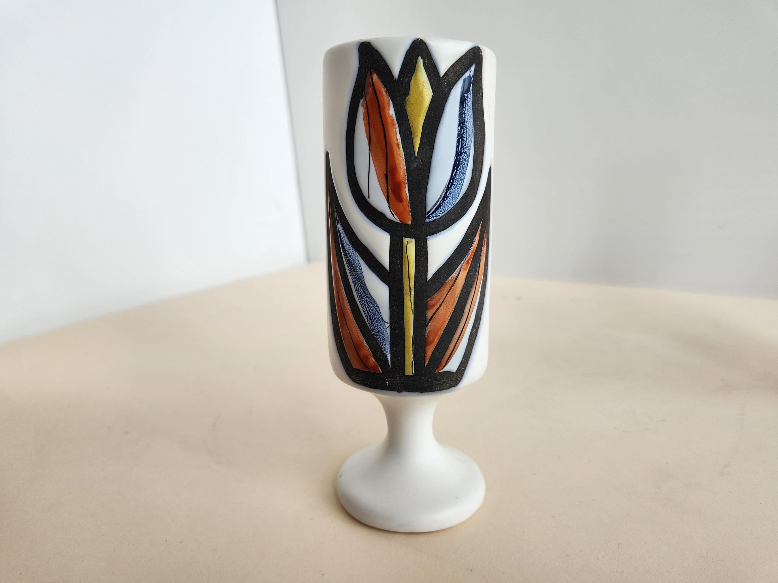 Roger Capron - Vintage-Krüge aus Keramik und 2 Kelche mit Blumenmotiv im Angebot 1