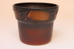 Vintage Ceramic Planter Vase with Botanical Relief Decoration by Deanna Nichols