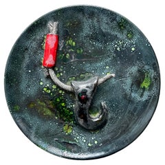 Large Italian Ceramic Sculpture/plate by Walter Morando , signed