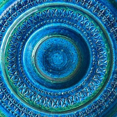 Piatto in ceramica vintage Rimini Blue, design Aldo Londi, Bitossi Italia anni '70