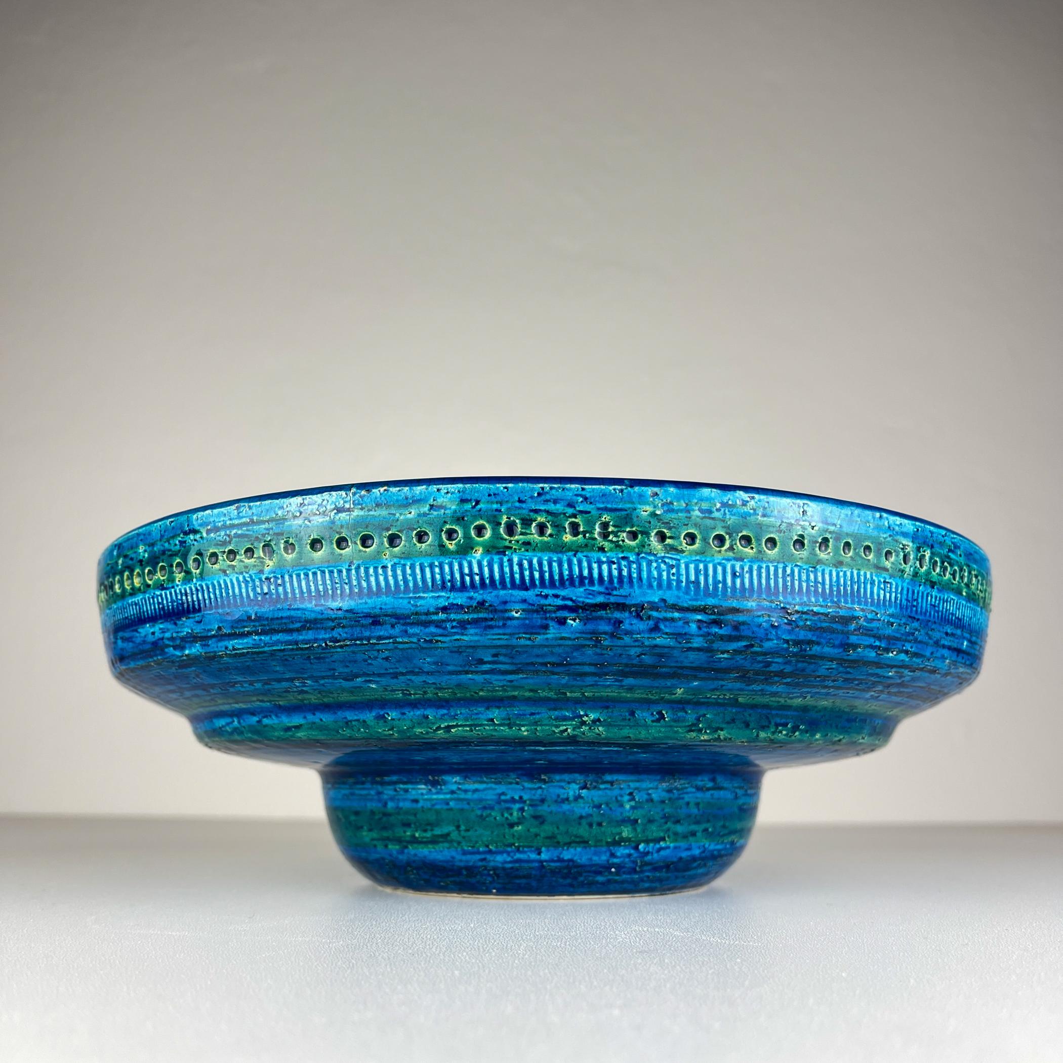 Mid-Century Modern Assiette en céramique Rimini Blue, design Aldo Londi, Bitossi Italie 1970 en vente