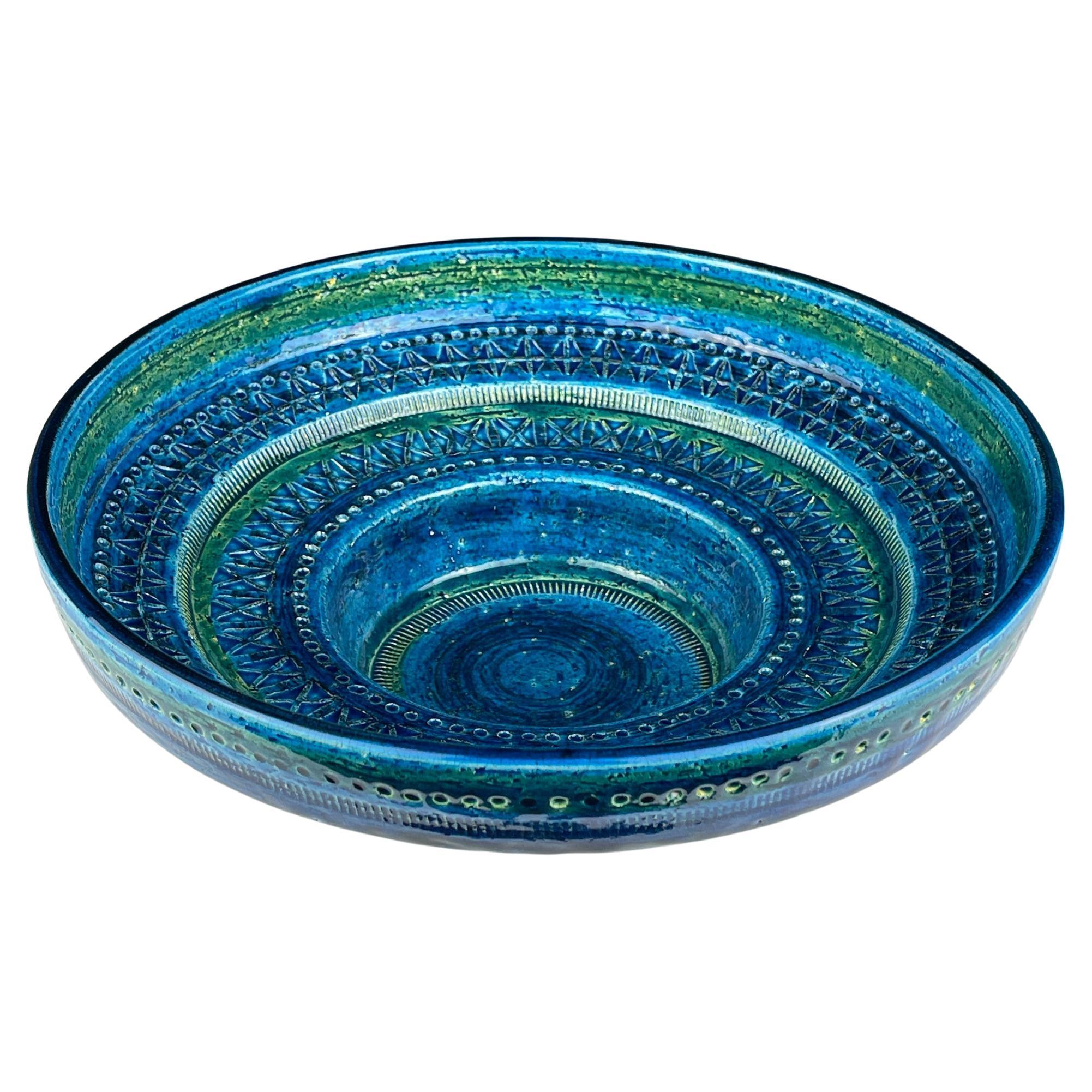 Assiette en céramique Rimini Blue, design Aldo Londi, Bitossi Italie 1970