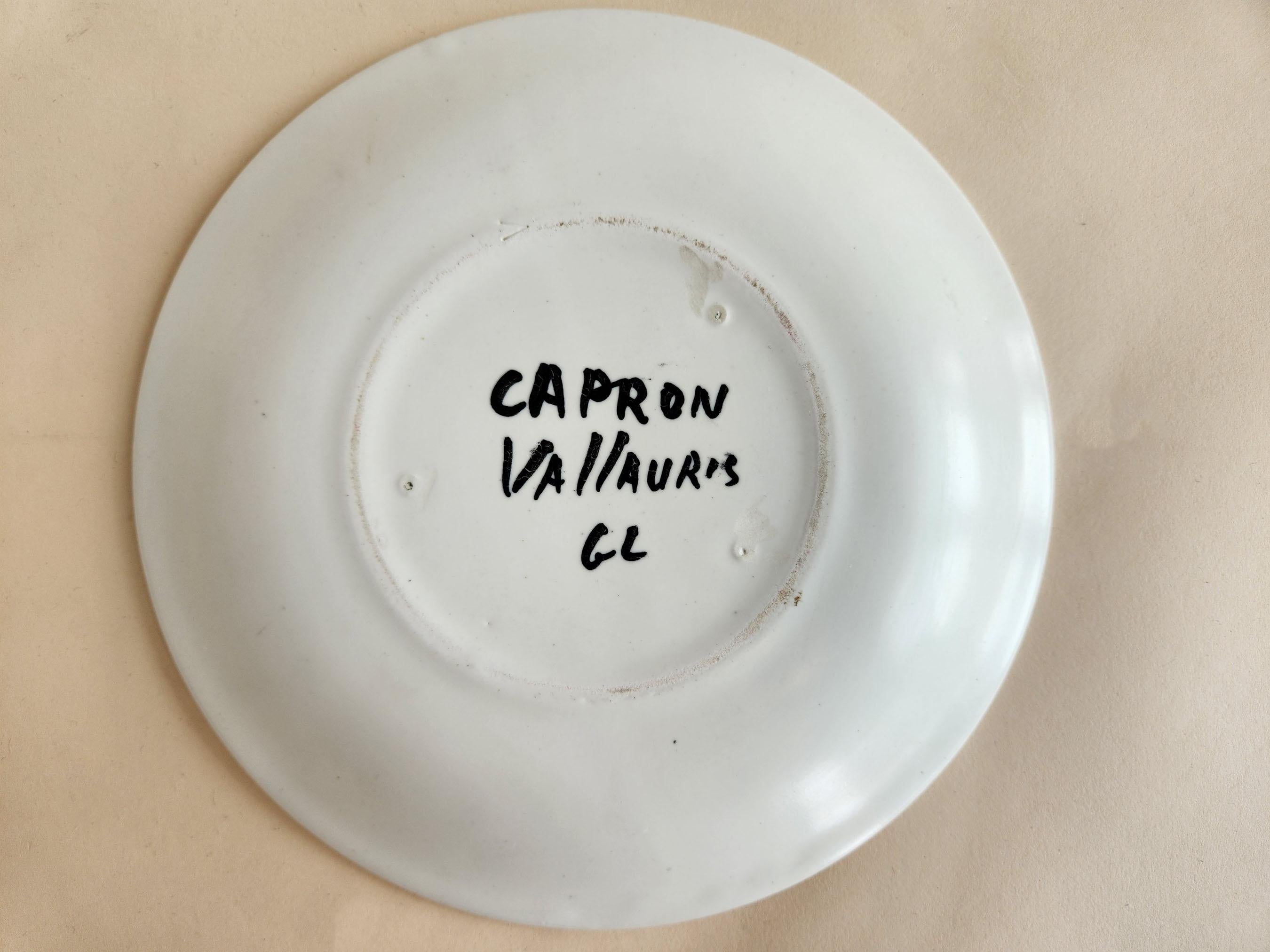 Roger Capron – Vintage-Keramikteller mit abstraktem Motiv (Mitte des 20. Jahrhunderts) im Angebot