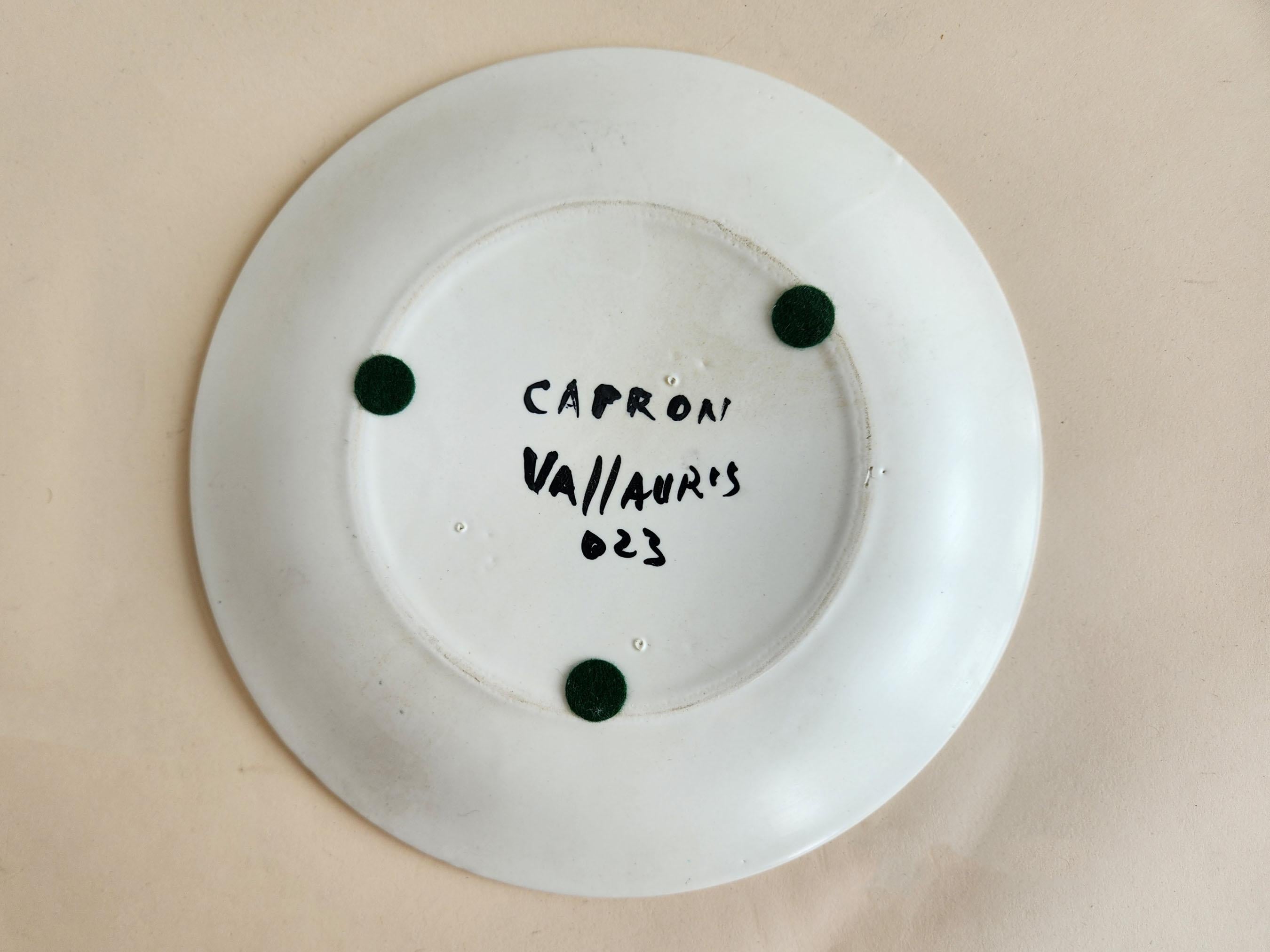 Mid-Century Modern Roger Capron - Vintage Ceramic Plate with Ram  For Sale
