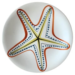 Roger Capron - Assiette en céramique vintage avec étoile de mer