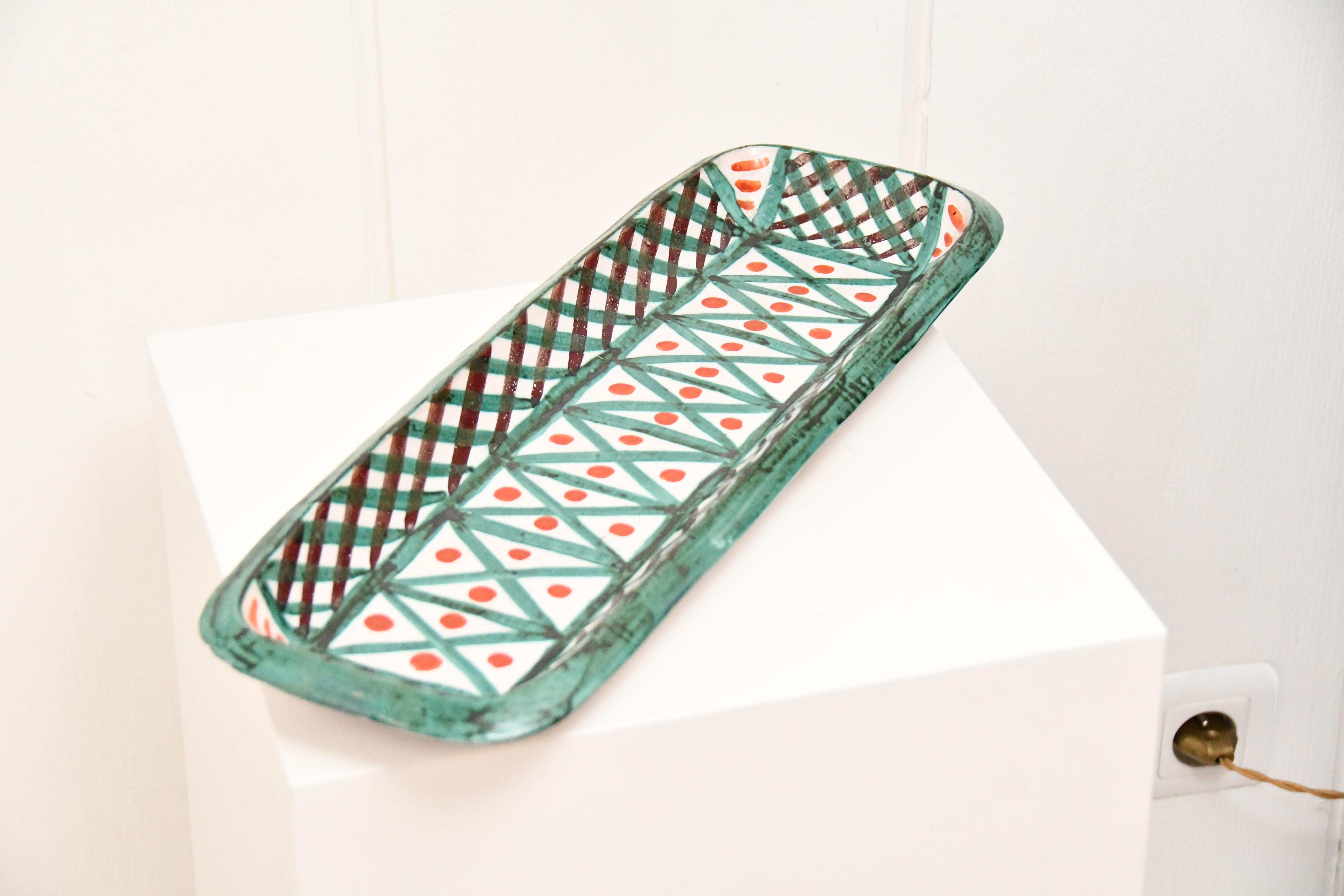 Mid-Century Modern Plat en céramique vintage - A. Fazio - Artisan Vallauris. en vente