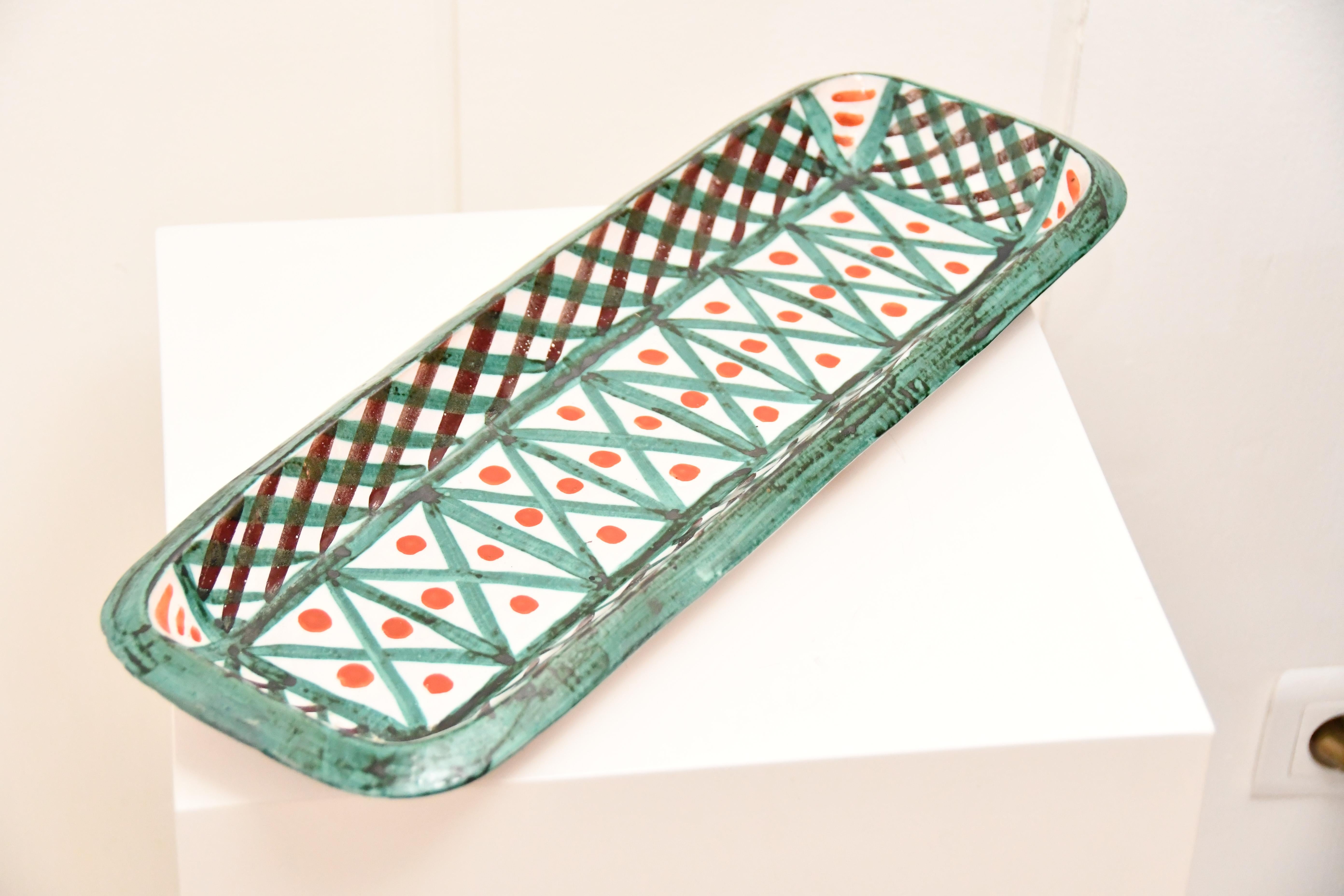 Français Plat en céramique vintage - A. Fazio - Artisan Vallauris. en vente