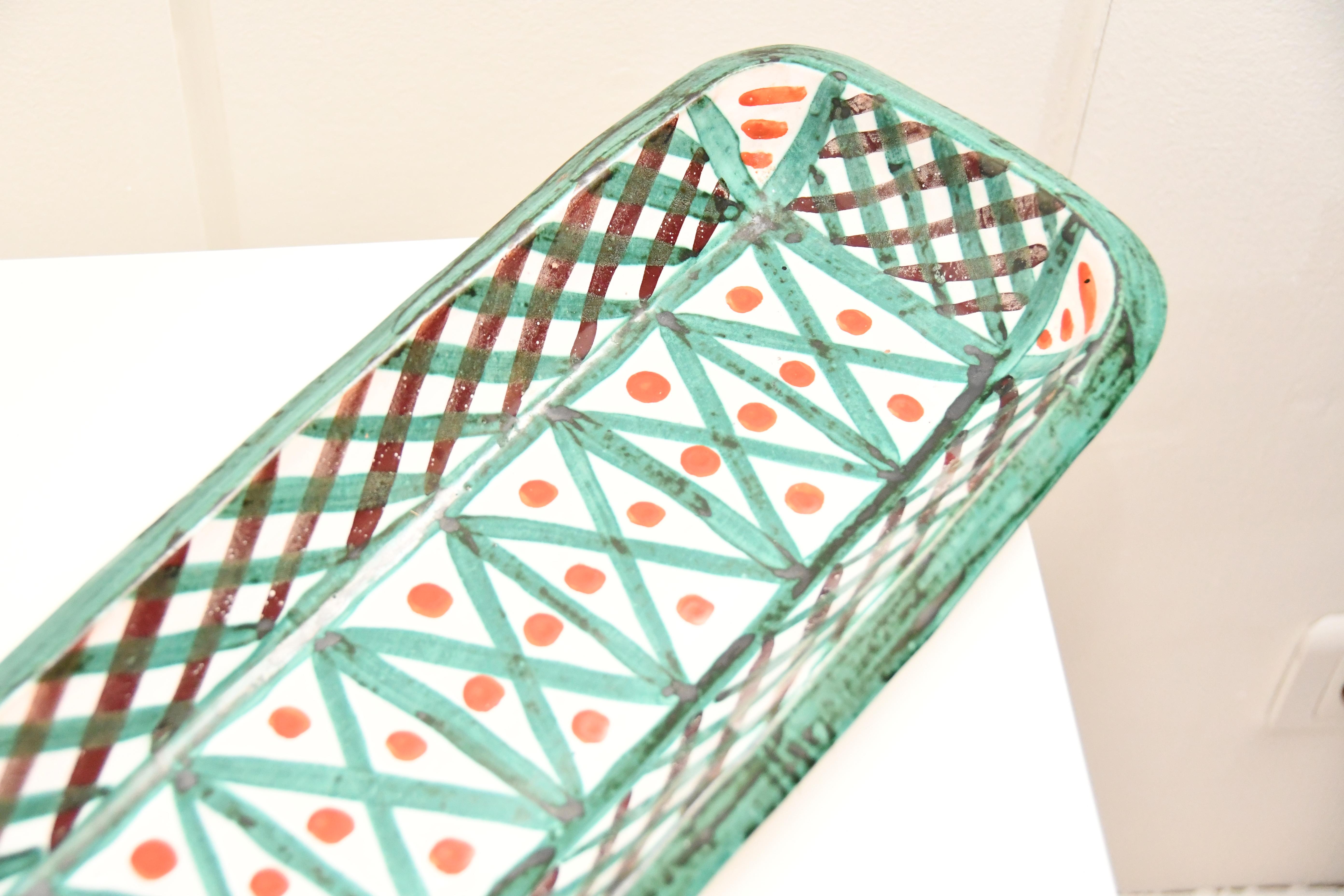 Plat en céramique vintage - A. Fazio - Artisan Vallauris. Bon état - En vente à Saint-Ouen, FR