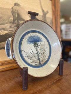 Piatti in ceramica vintage con motivo di palme blu nello stile di Albert Thirty