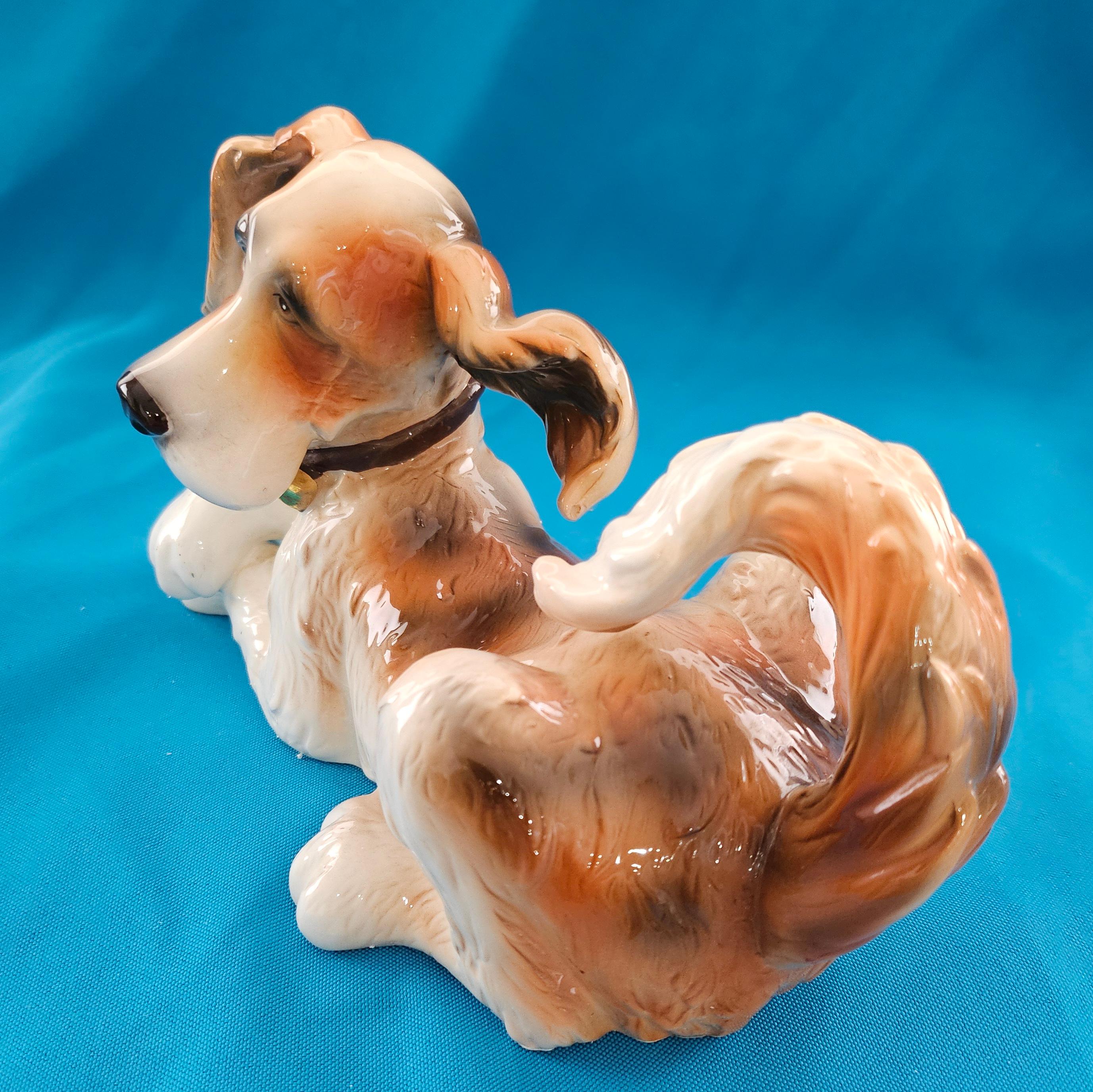 Nine Inch MCM Ceramic / Porcelain Big Fluffy Dog Sculpture For Sale 3