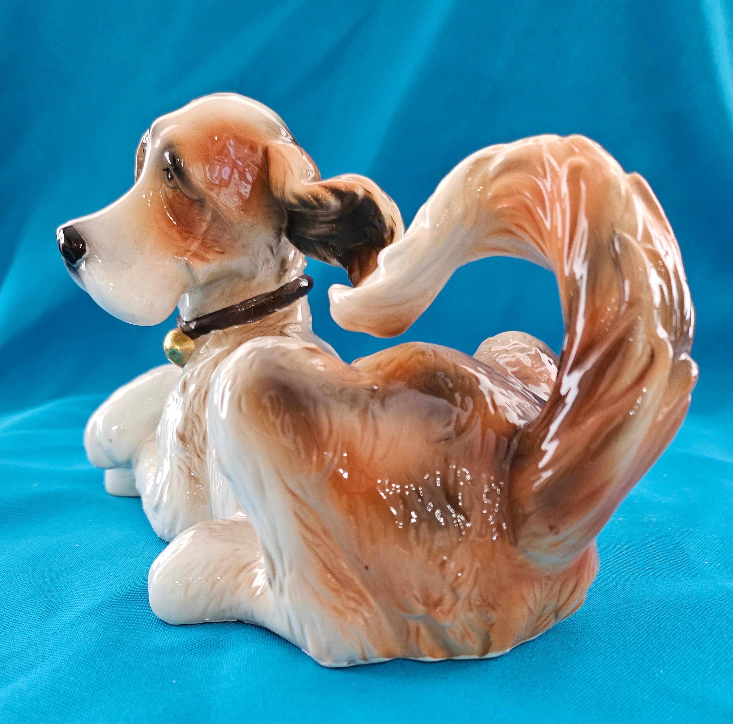 Nine Inch MCM Ceramic / Porcelain Big Fluffy Dog Sculpture For Sale 4