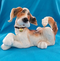 Nine Inch MCM Ceramic / Porcelain Big Fluffy Dog Sculpture