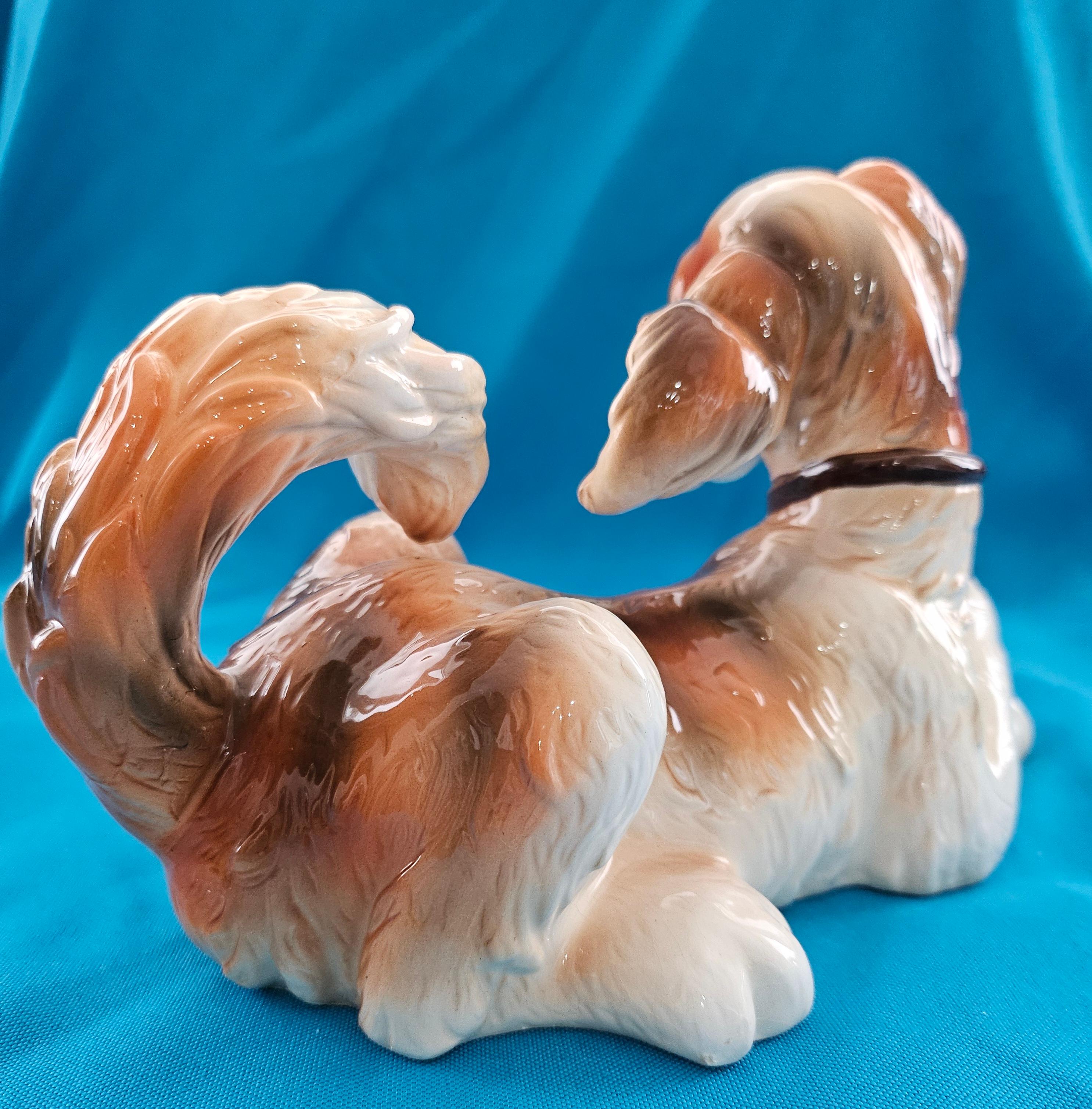 Nine Inch MCM Ceramic / Porcelain Big Fluffy Dog Sculpture For Sale 1