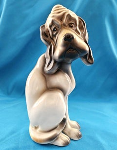 CLEARANCE - Eight Inch Tall Mid-Century Modern Ceramic Hound Dog Sculpture