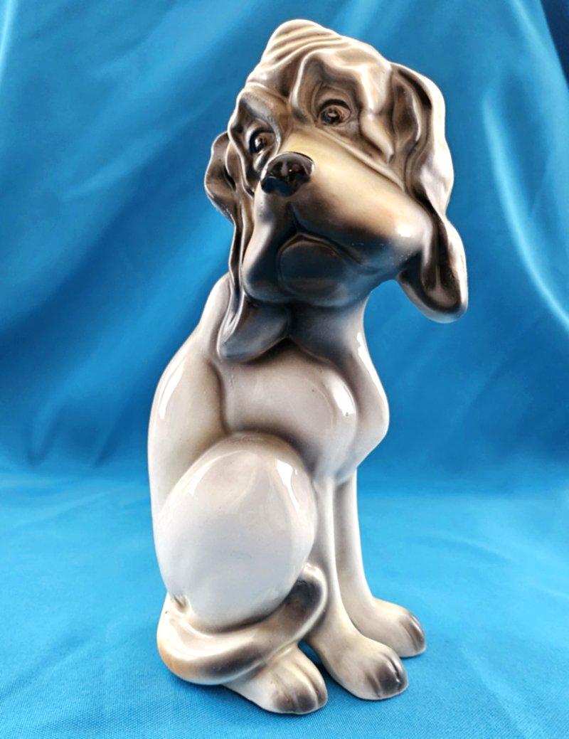 Unknown Eight Inch Tall Mid-Century Modern Ceramic / Porcelain Hound Dog For Sale
