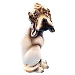Eight Inch Tall Mid-Century Modern Ceramic / Porcelain Hound Dog