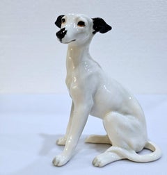 Ceramic/Porcelain Whippet/Greyhound Puppy Dog Sculpture Figurine