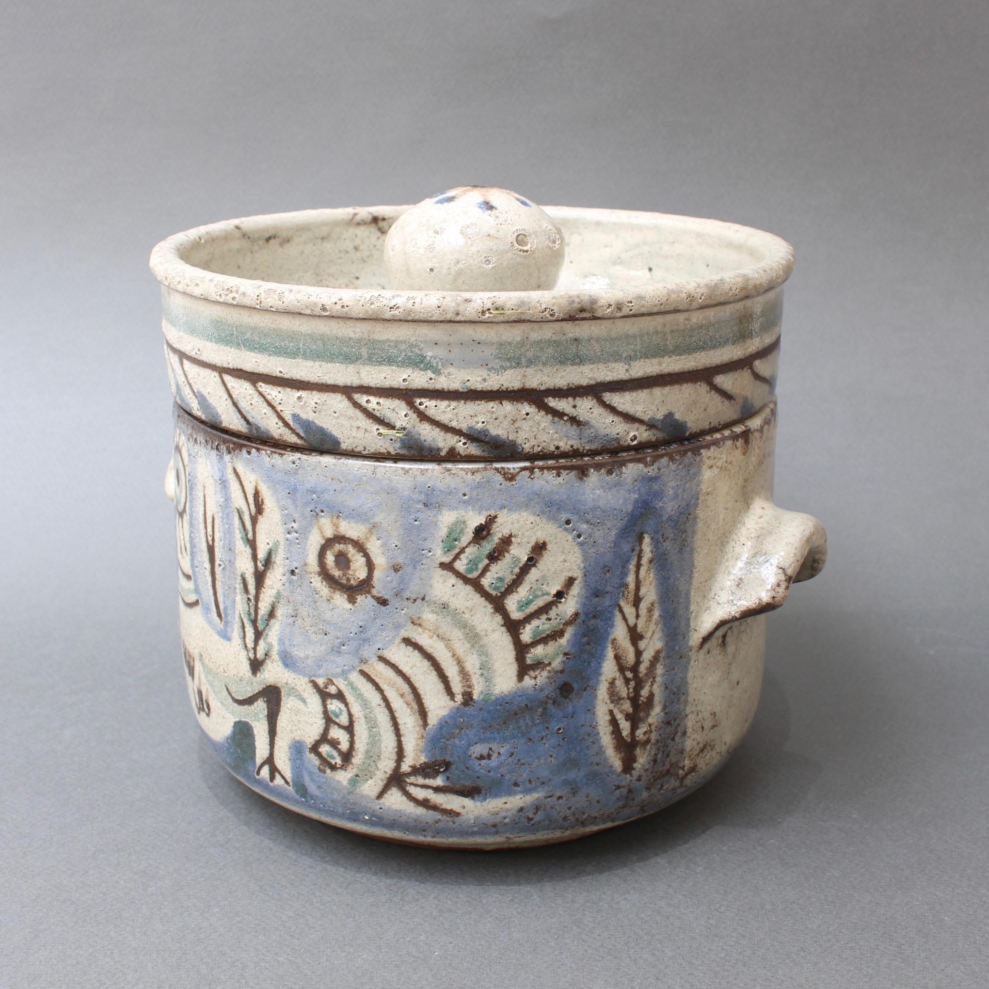 Mid-Century Modern Vintage Ceramic Pot by Gustave Reynaud, Le Mûrier, circa 1950s