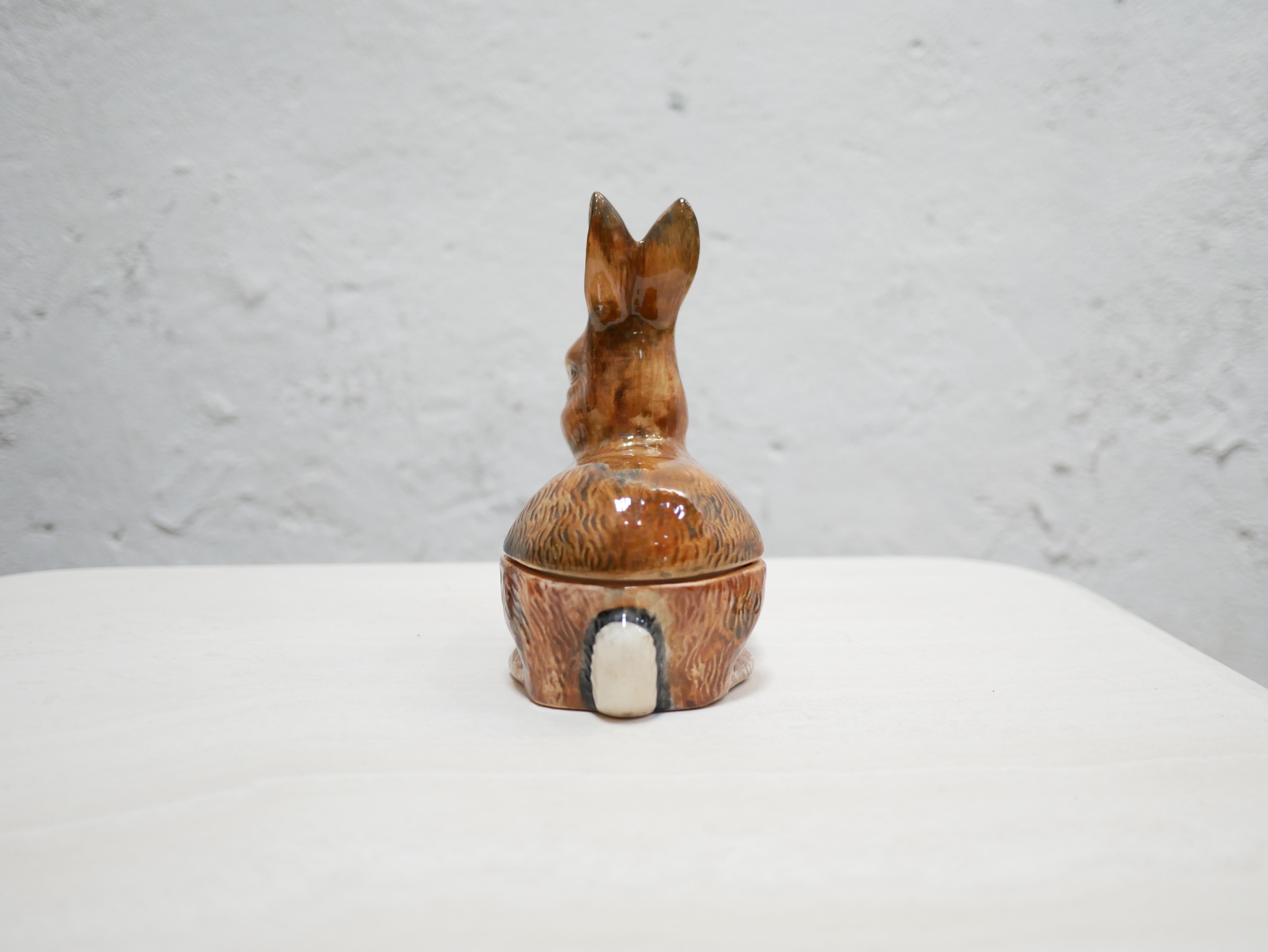 Vintage ceramic rabbit terrine by Michel Caugant 4