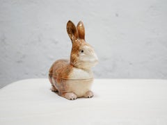 Vintage ceramic rabbit terrine by Michel Caugant