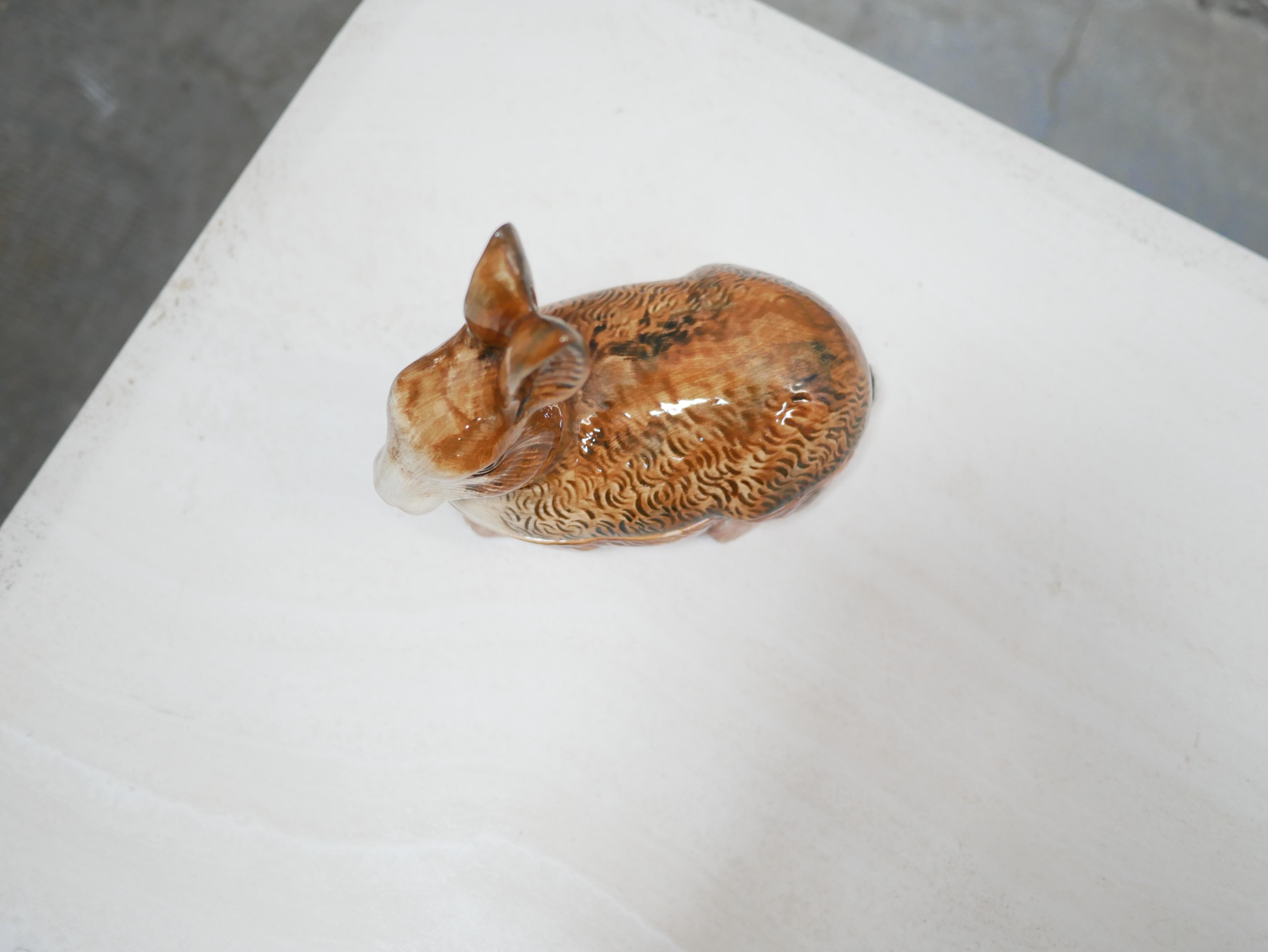 French Vintage ceramic rabbit terrine by Michel Caugant