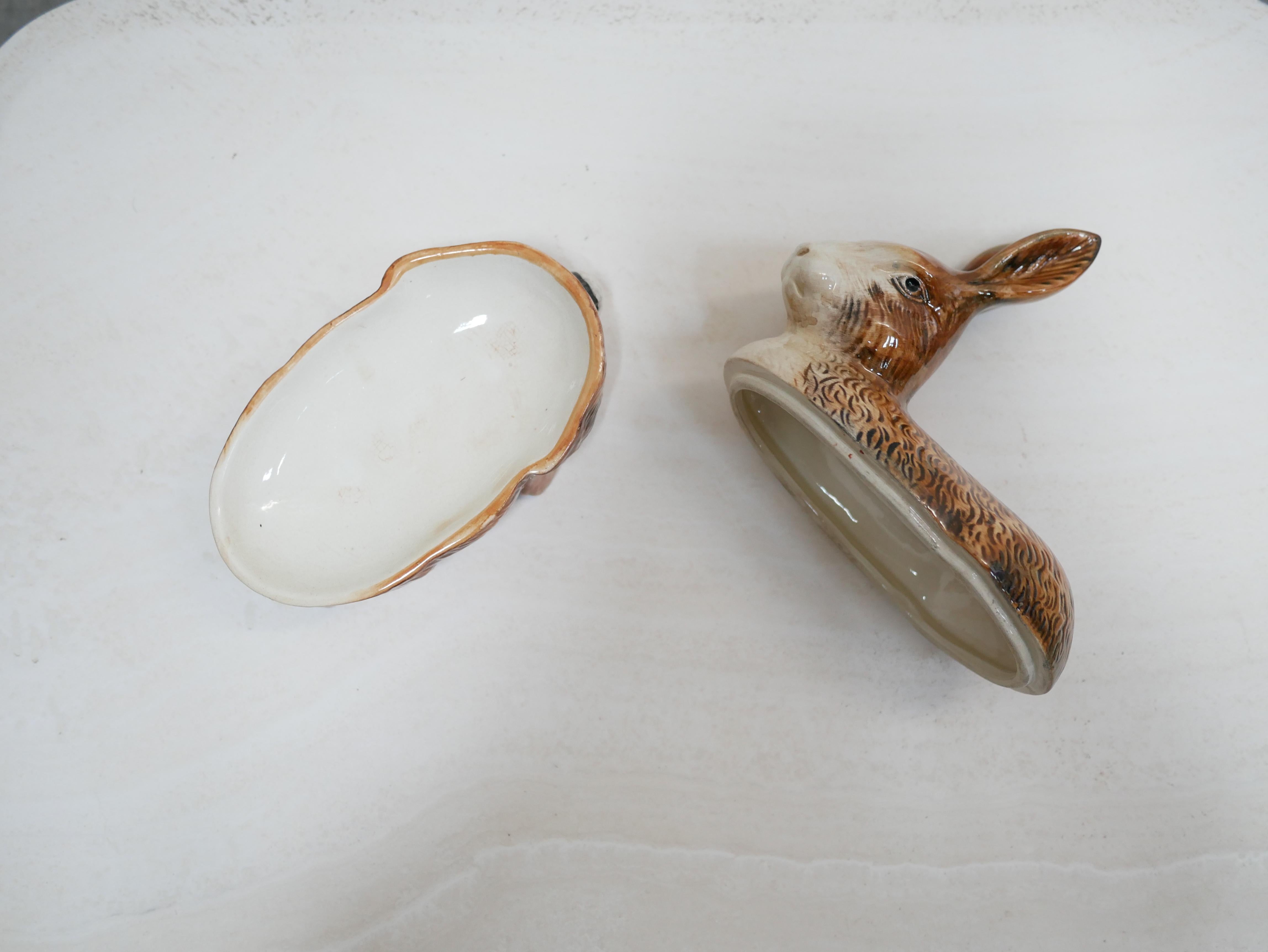 Vintage ceramic rabbit terrine by Michel Caugant In Good Condition In AIGNAN, FR