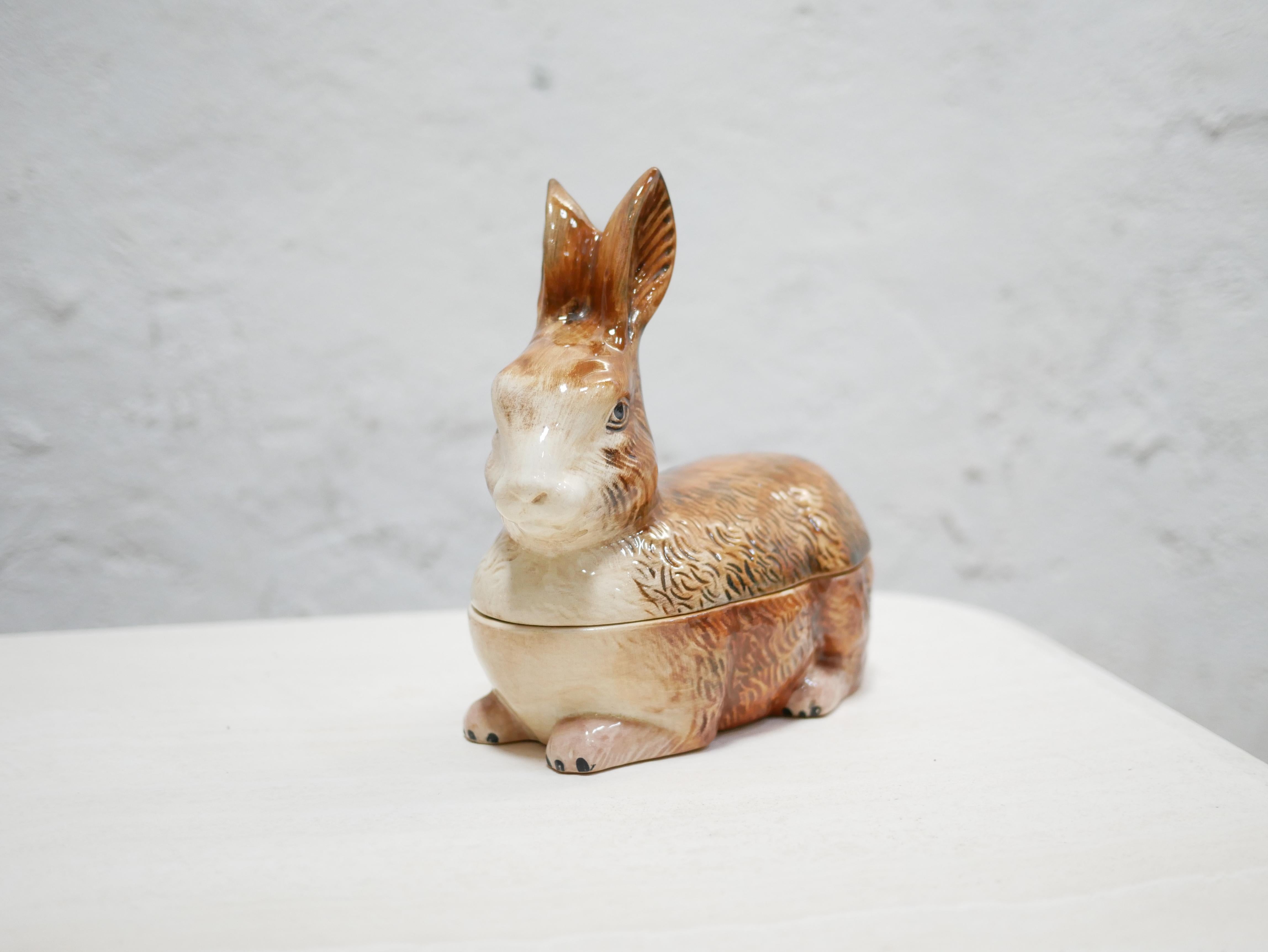Vintage ceramic rabbit terrine by Michel Caugant 2