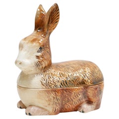 Vintage ceramic rabbit terrine by Michel Caugant