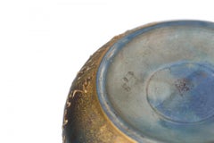 Keramikvase mit erhabenem Gold- Dandelion-Motiv und oxidierter Glasur