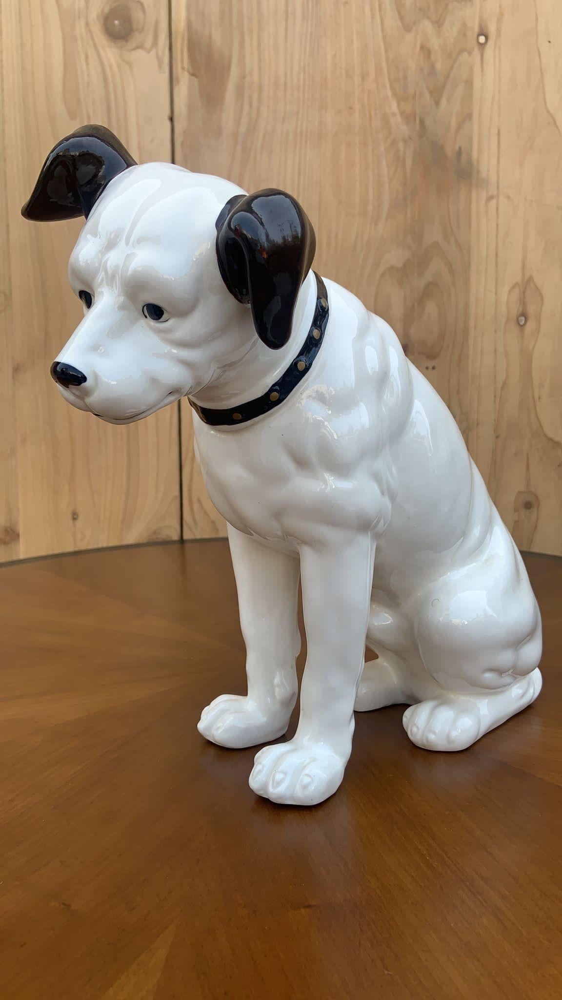 Hand-Crafted Vintage Ceramic RCA Victor His Masters Voice Nipper Dog Figurine by Sarsaparilla