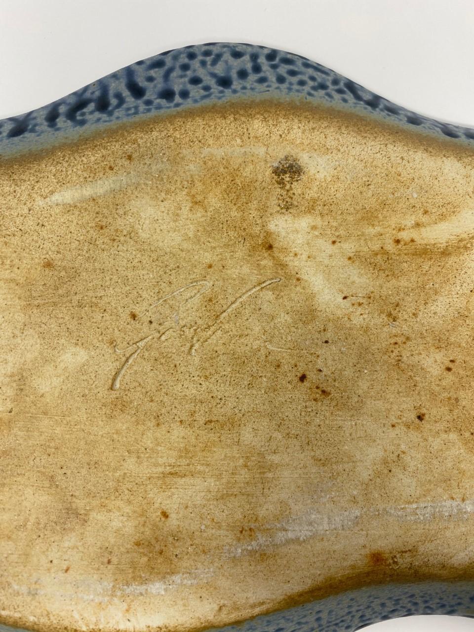 Vintage Ceramic Reptile Optic Style Glazed Platter In Good Condition For Sale In San Diego, CA