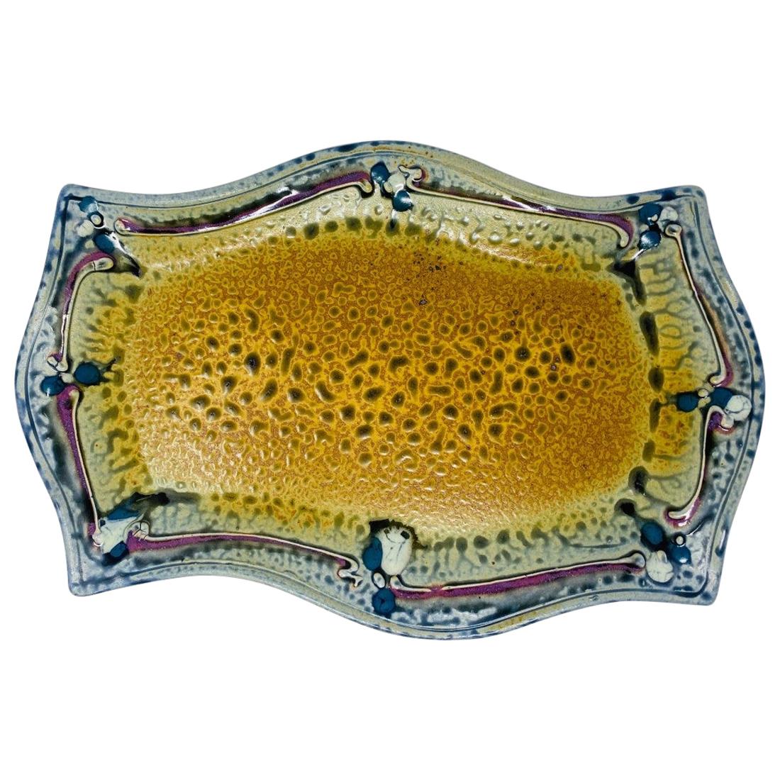 Vintage Ceramic Reptile Optic Style Glazed Platter