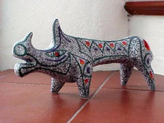 Vintage Ceramic Rhino Roberto Rigon Vicenza Italy, year 70s