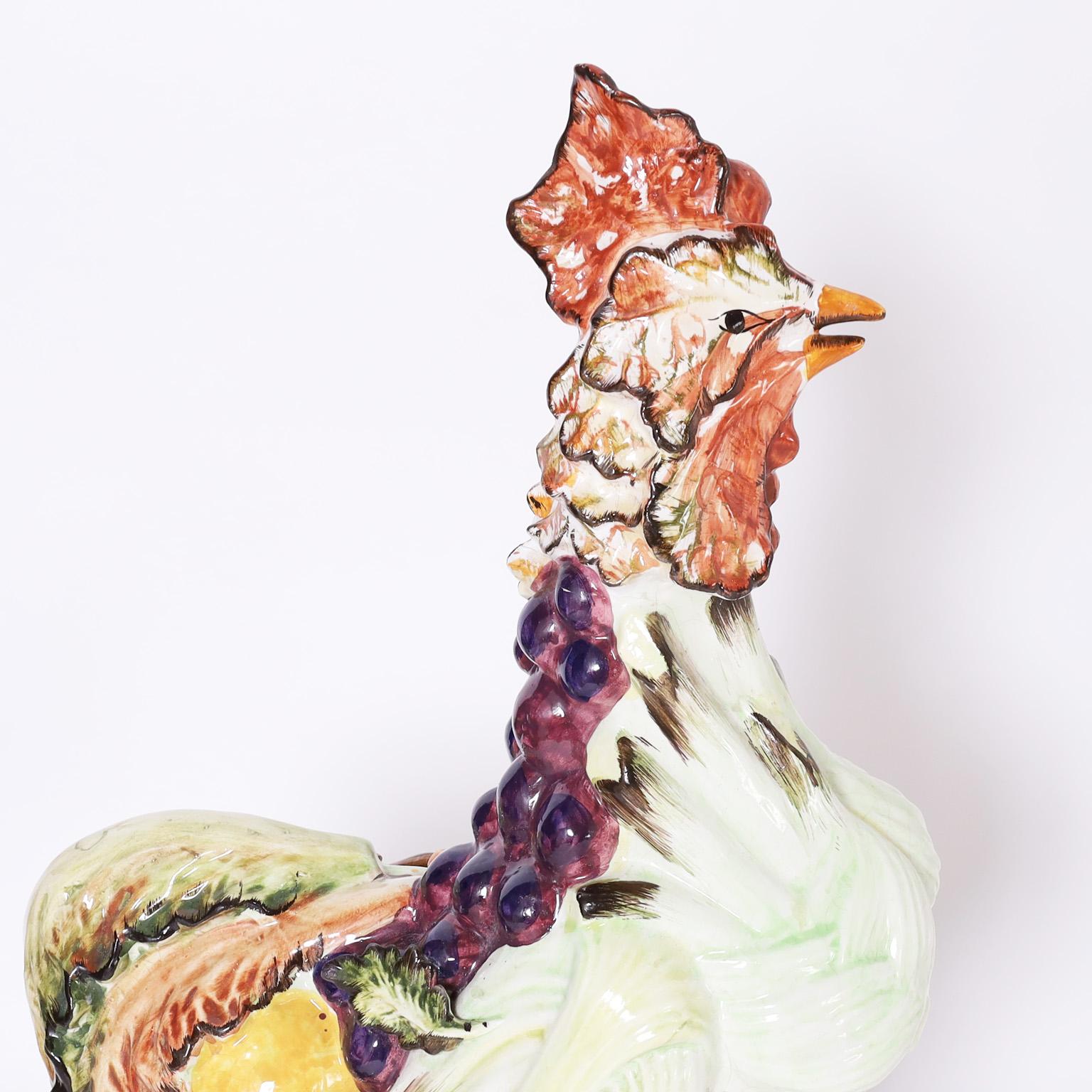 vintage ceramic rooster and hen