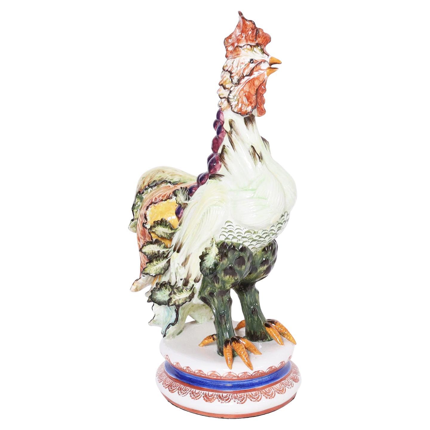 Sculpture de coq vintage en céramique en vente