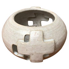 Vintage Ceramic Sakral Cross Candleholder, 1970s