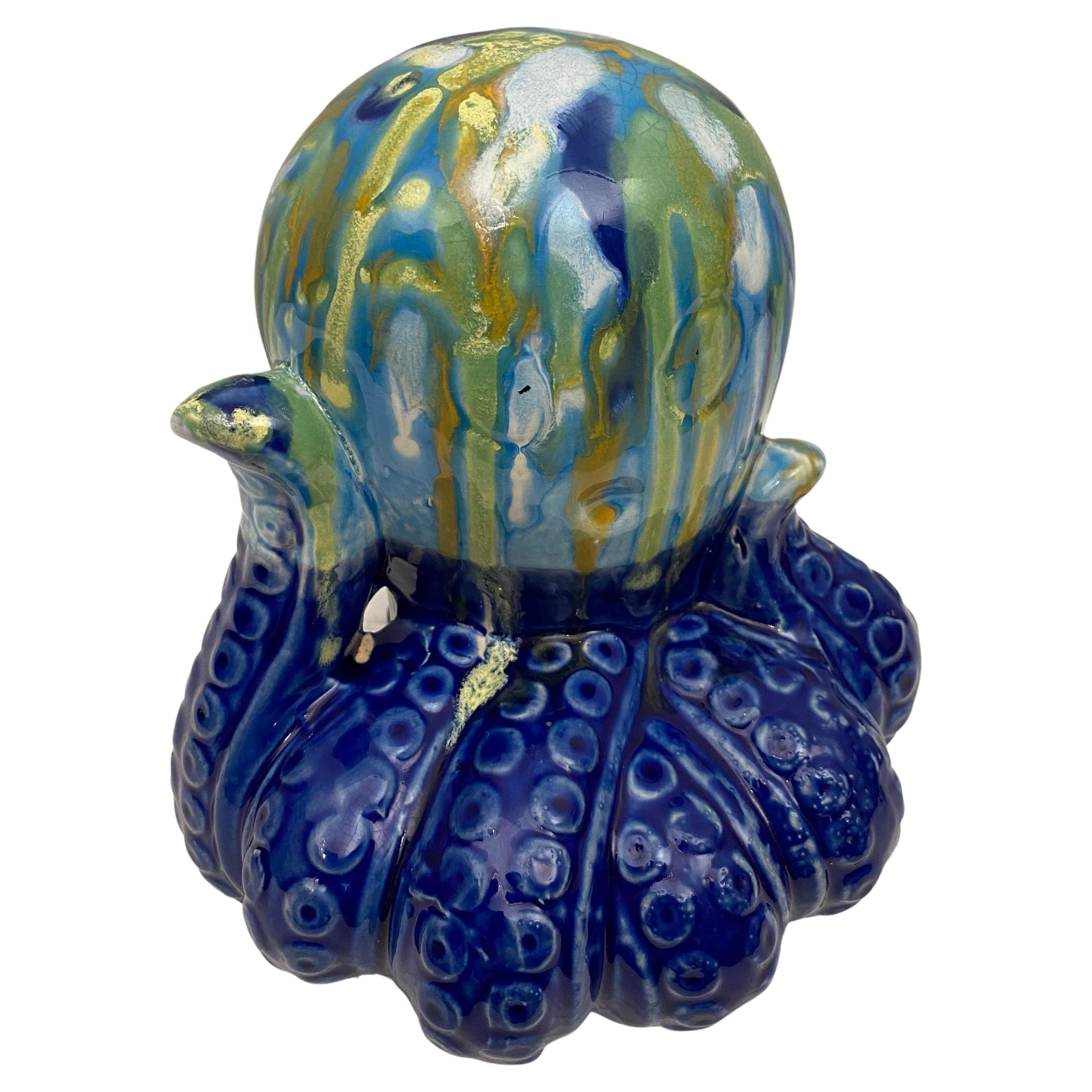Octopus sculpté en céramique vintage