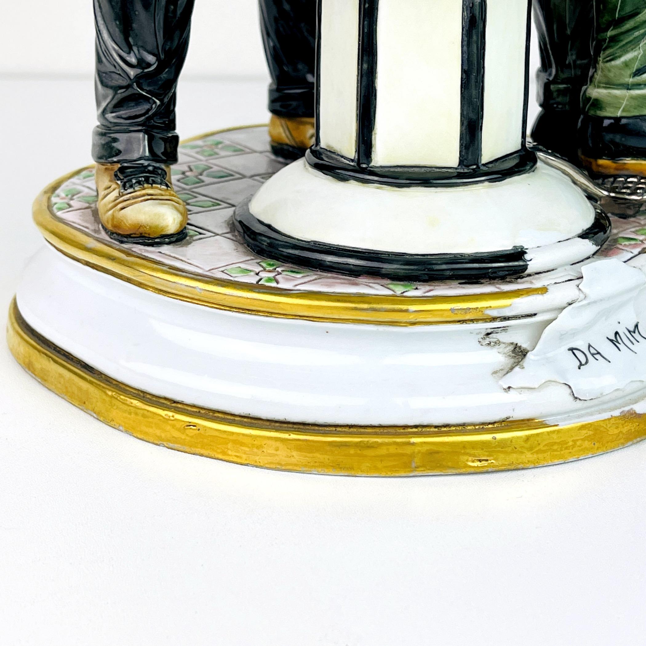 Scultura in ceramica d'epoca di Barbiere di Capodimonte Italia anni '50 in vendita 7